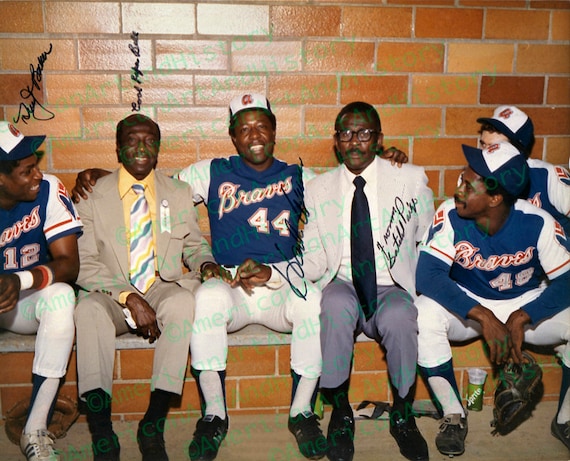 Hank Aaron, Satchel Paige, Cool Papa Bell and Dusty Baker Signed!