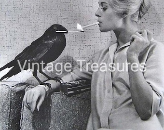 Tippi Hedren Having Her Cigarette Lit By a Crow