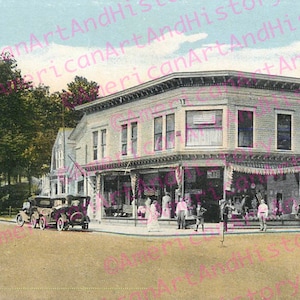 Fluss und Hauptstraßen in Stamford, NY Anfang 1900