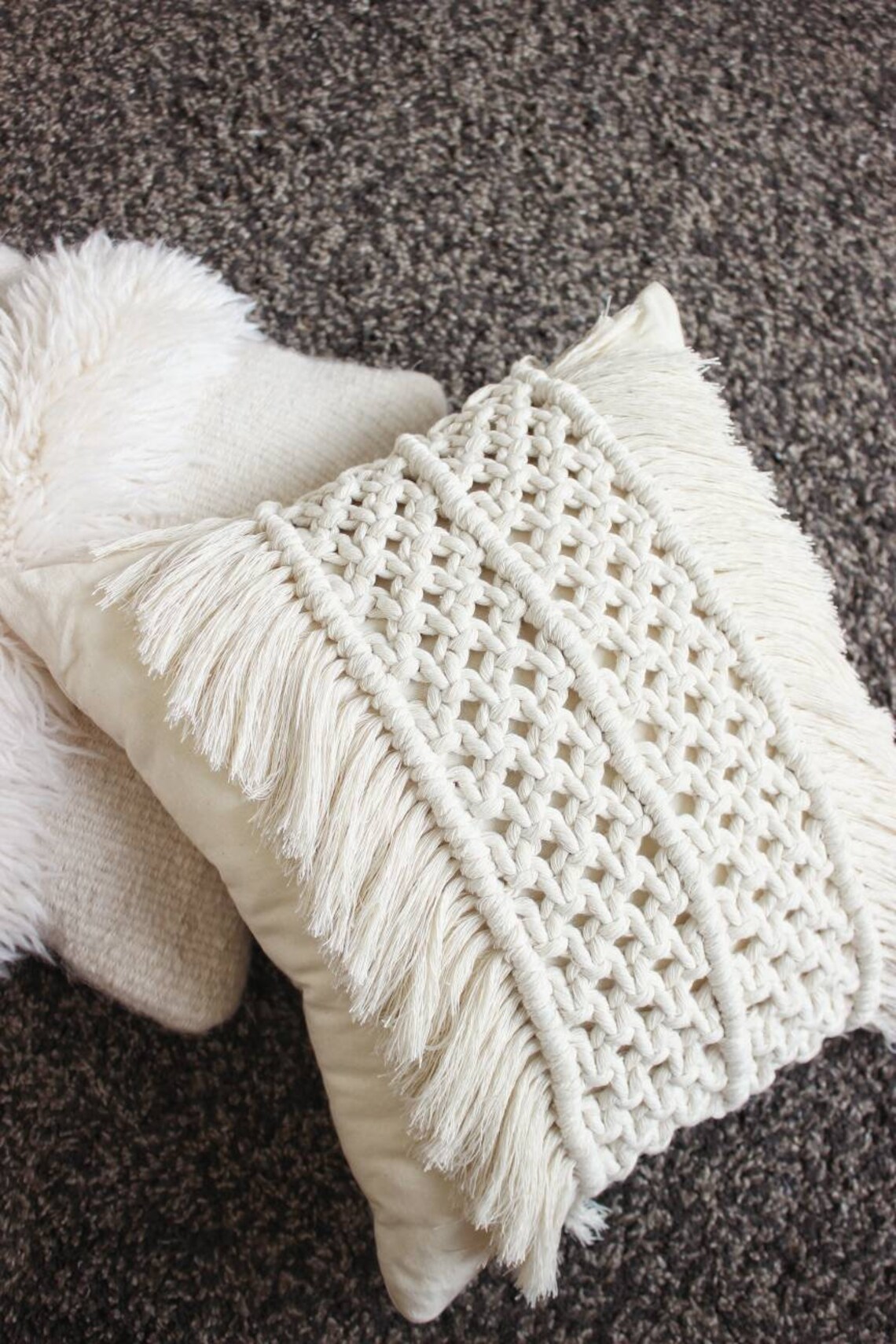 Macrame Decorative pillow woven cushion tapestry design for Etsy