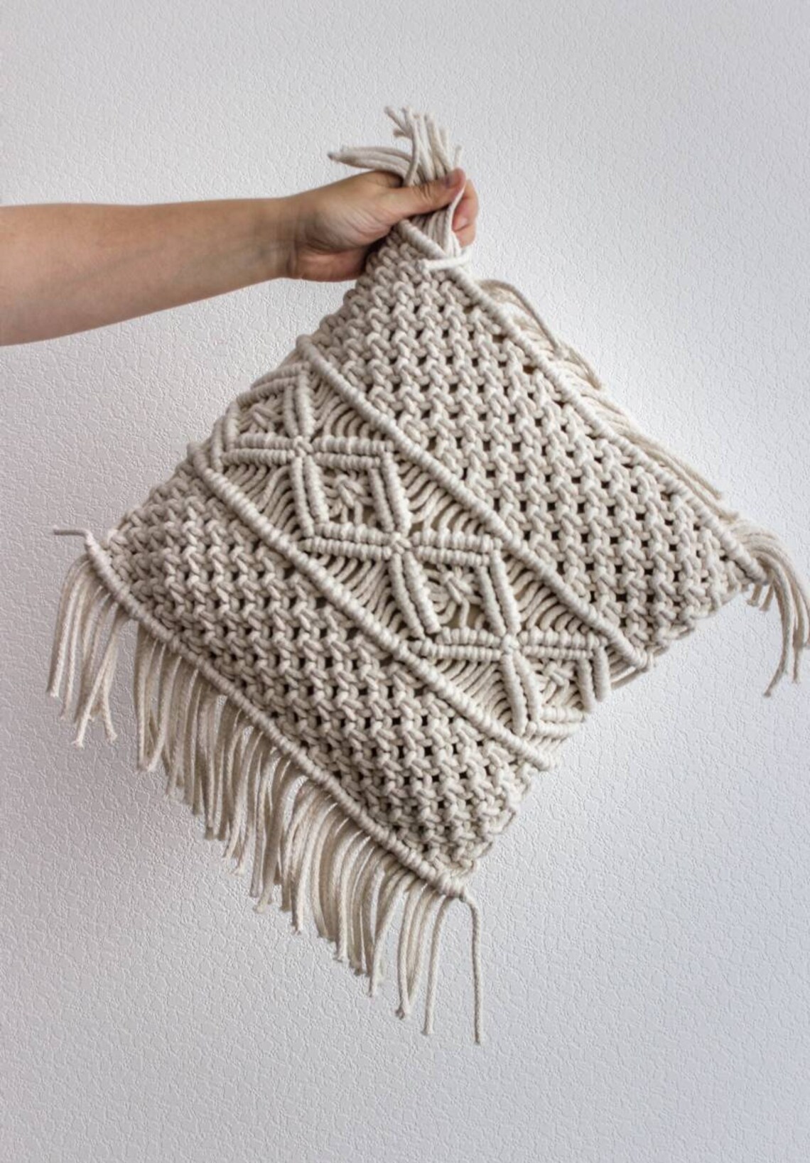 Macrame Decorative pillow woven cushion tapestry design for Etsy