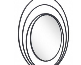32" Luna Round Mirror Black