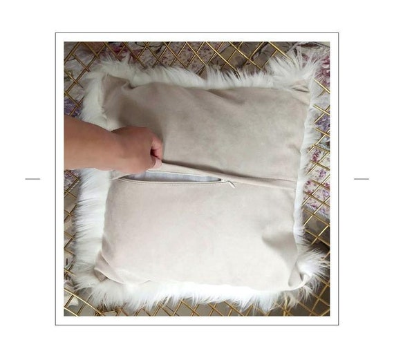 Luxury Faux Fur Pillow Long Pile Faux Fur Pillow Long Hair Faux Fur Pillow Square 18x18 Tan and White Pillow Cover Option Available Etsy