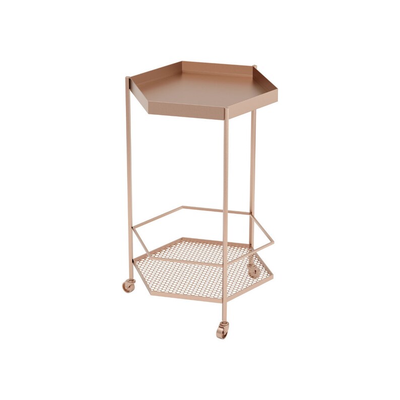 Hex Bar Cart Rose Gold on Wheels Rolling Supply Storage Etsy