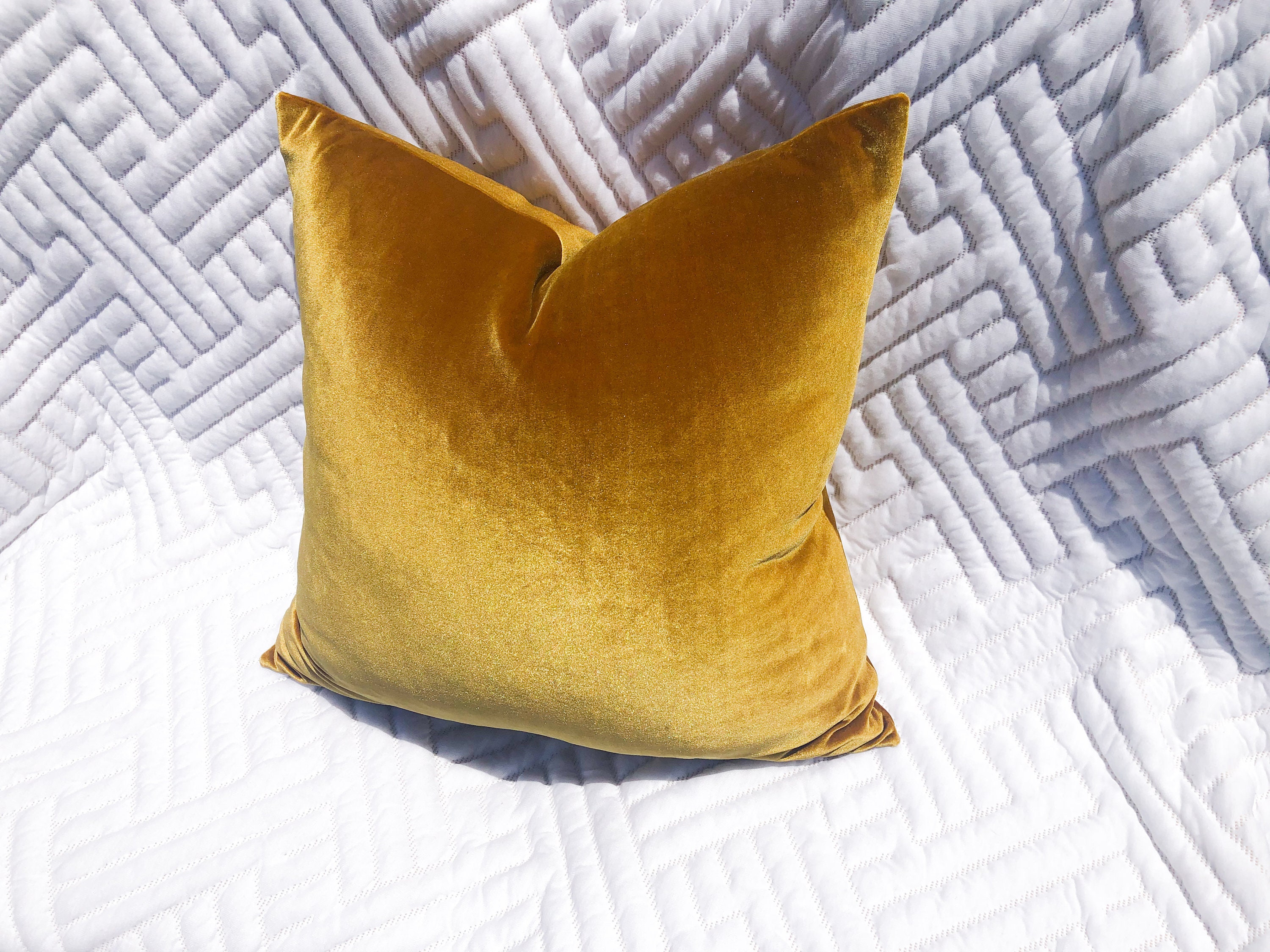 Mustard Gold Velvet Pillow Throw Pillow Home Decor Velvet Etsy