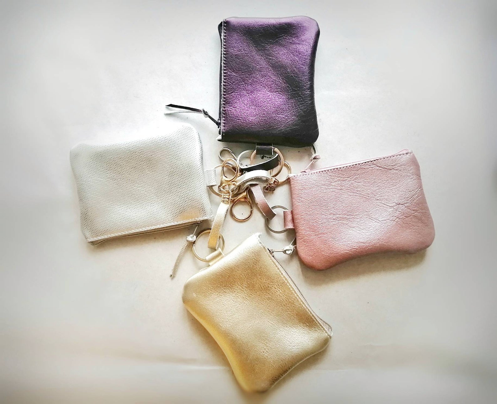 Leather Keychain Pouch Keychain Wallet Leather Pouch With Etsy