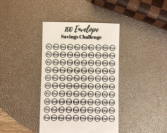 100 Envelope challenge afstreepblad