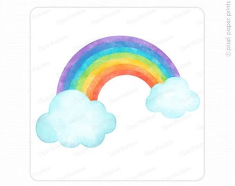 Watercolor Rainbow Clip Art - Rainbow clipart - Digital file, Sublimation download