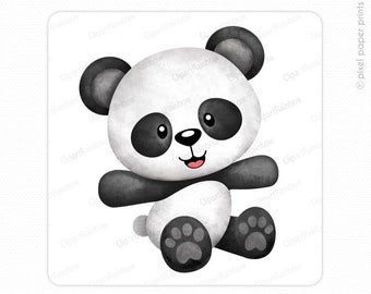 Panda clipart, Watercolor panda clip art, Sublimation Graphic