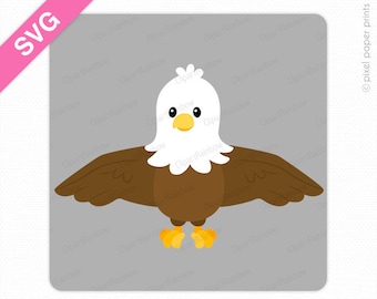 Bald Eagle SVG - Cute eagle clip art - SVG - Cut Files - PNG File - Digital download - Vector file - Bald Eagle cut file