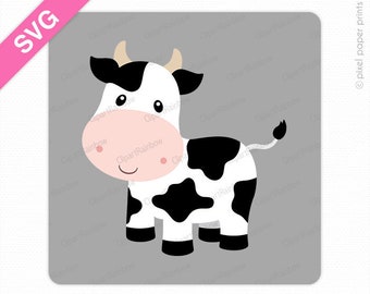 Cow SVG - Cute cow clip art - Farm animals SVG - Cut Files - PNG File - Digital - Vector file