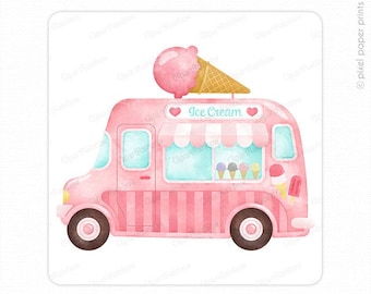 Ice Cream Truck - Ice Cream Clip Art - Watercolor Ice Cream Truck - Sublimation download - PNG File - Instant download