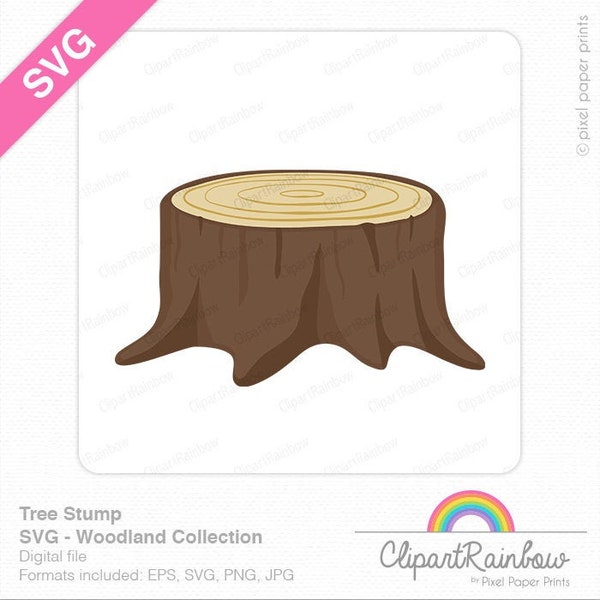 Souche d’arbre SVG - Image clipart de souche d’arbre - Forest SVG - Fichiers coupés - Fichier PNG - Numérique - Fichier vectoriel