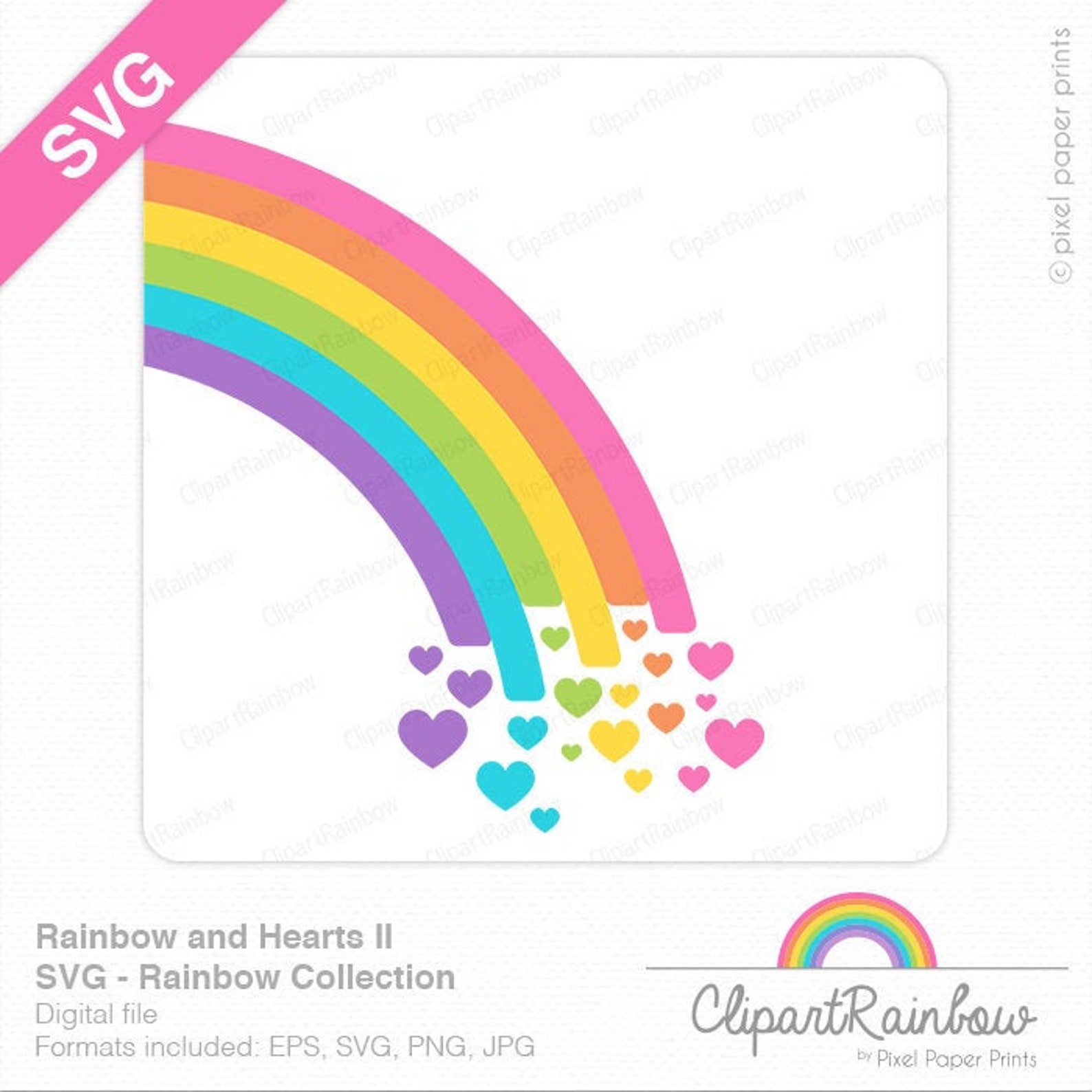 Rainbow SVG Rainbow Clipart SVG Cut Files PNG Files Digital - Etsy