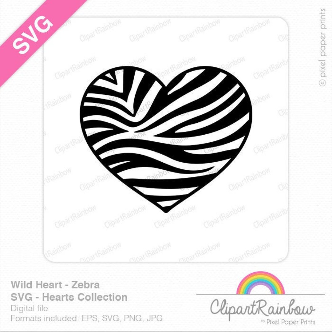 Zebra Heart Clipart Valentines Day Clipart, SVG Cut Files, Vector