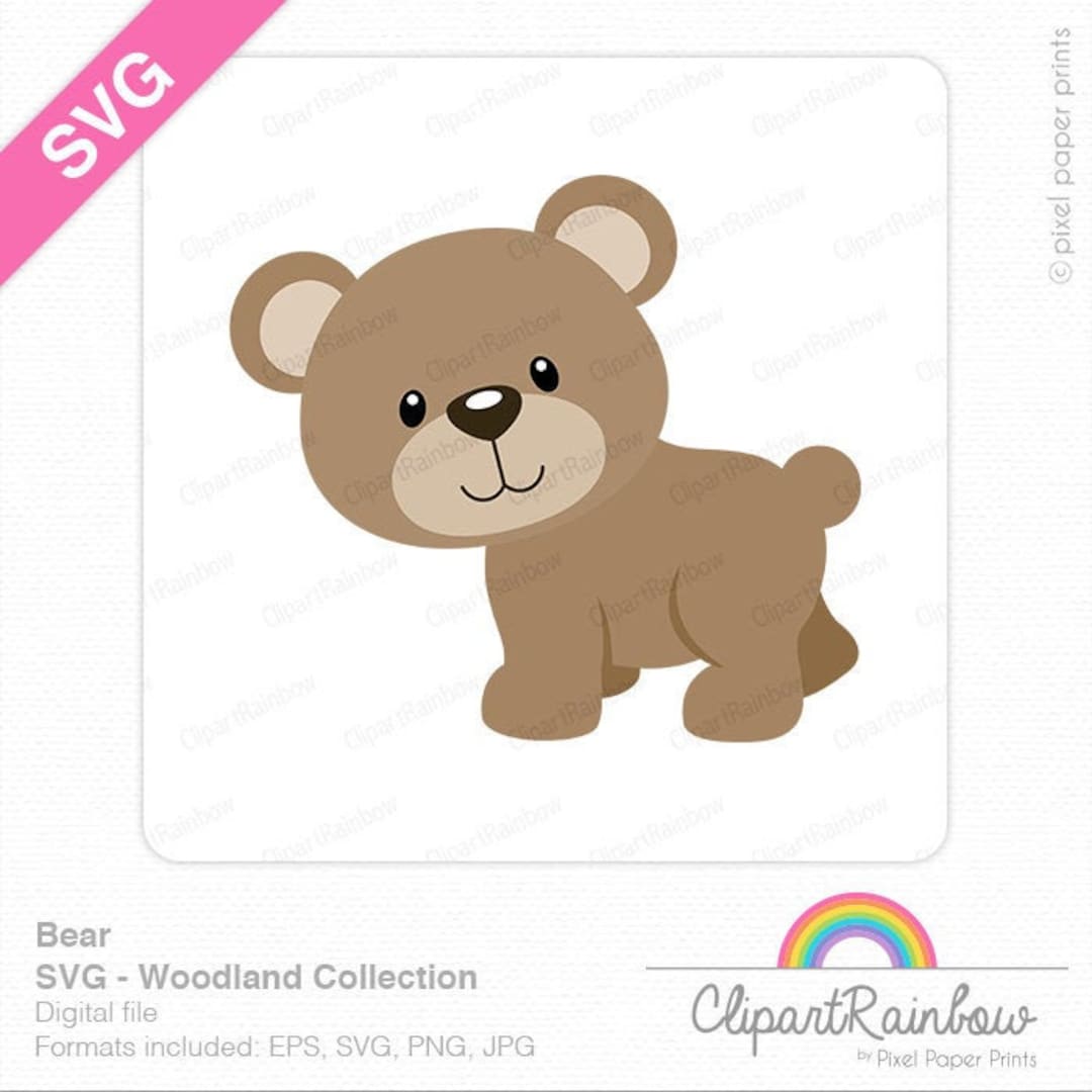 Bear SVG Cute Bear Clip Art Woodland Animals SVG Cut Files PNG File