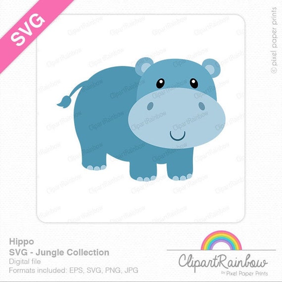 Cute Hippo SVG Jungle Animals Clip Art SVG Cut Files | Etsy