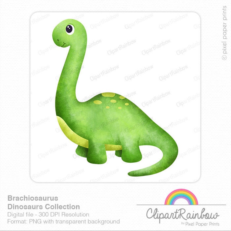 Clip art Sublimation design Digital File Watercolor Dinosaur Brachiosaurus Dino Clipart