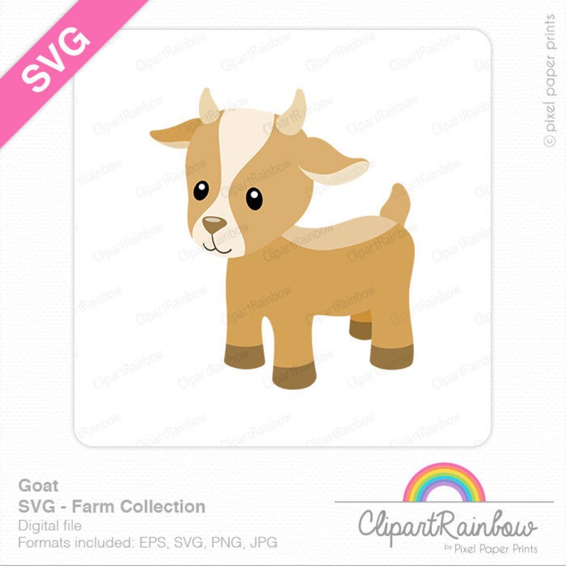 Download Art Collectibles Clip Art Cute Goat Clip Art Png File Goat Svg Vector File Cut Files Farm Animals Svg Digital