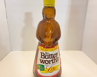 Vintage Syrup,1993 Syrup,24oz Mrs Butterworths,Lite syrup,glass amber syrup bottle,Syrup collection,Butterworths Surup,FREE SH