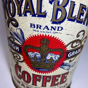 Royal Blend Brand,Buffalo NY coffee,Granger & Co,Vintage coffee can,farmhouse decor,vintage kitchen,Royal Blend Brand Coffee,coffee collect