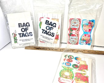 Vintage Christmas Gift Tags, Scrapbook Ephemera, Unopened