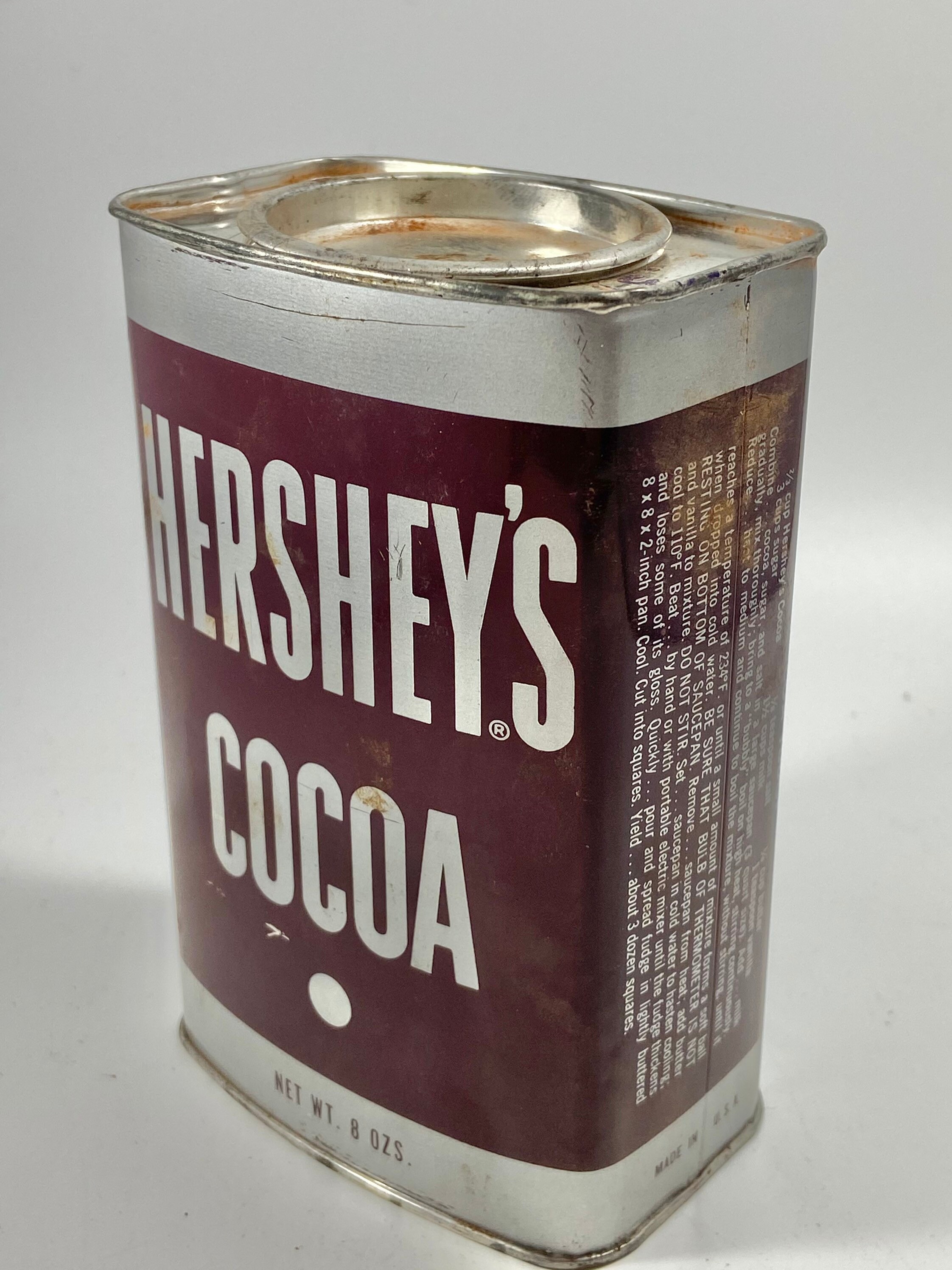 Vintage 8oz Hershey cocoa powder tin can with lid stopper Etsy