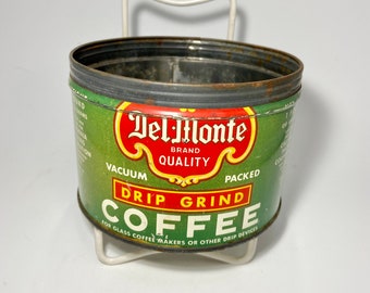 Vintage De Monte Brand Quality drip grind coffee tin can FREE SH