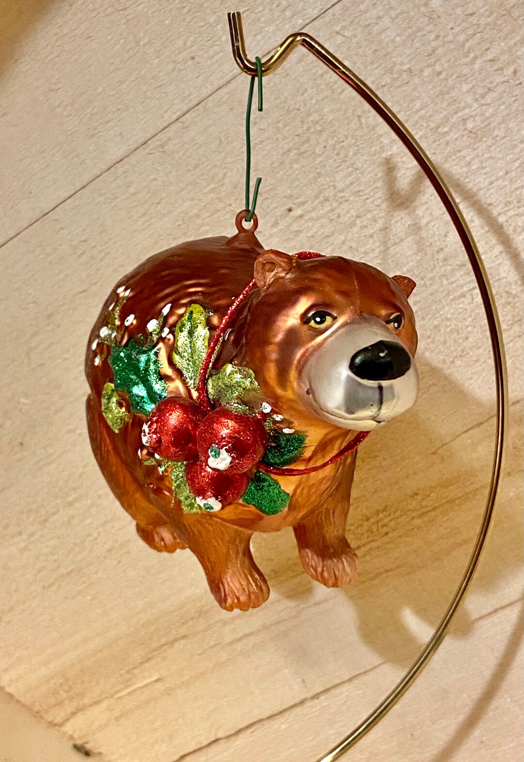 Handblown Glass Ornament,grizzly Bear Ornament,glass Bear Ornament,hand