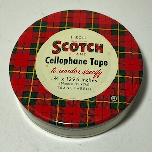 SCOTCH,Scotch tape tin,Plaid Scotch tin,Scotch tape tin,Vintage Scotch tape tin,Vintage advertising tin,Plaid Tape tin