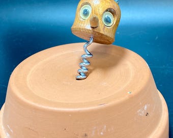 Corkscrew,Owl corkscrew,Wooden owl head corkscrew,Barware, Mancave,Vintage corkscrew,Retro barware,Oak Corkscrew