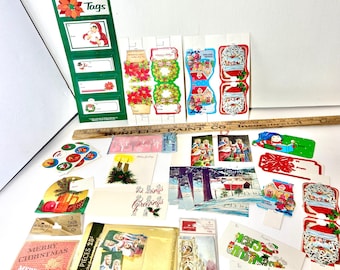 Vintage Christmas Gift Tags Lot, Scrapbook Ephemera
