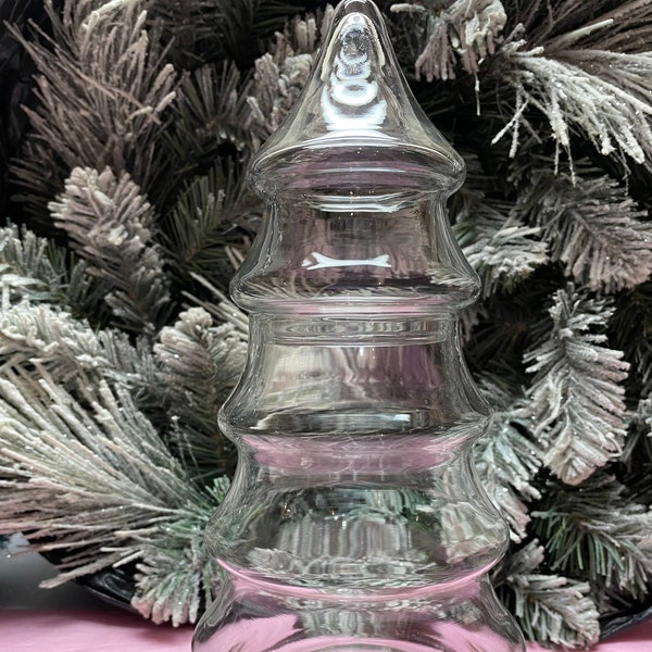 Glass Christmas Tree Jar Etsy