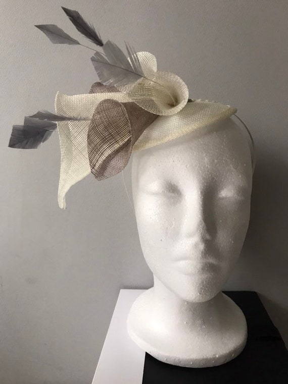 Ivory Grey Mocha Lily Flower Fascinator 