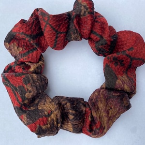 100% luxury gambiered pure silk hair tie Scrunchie fall color happy thanksgiving Christmas holiday! handmade in USA