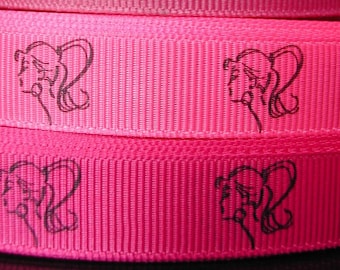 Cinta de grosgrain de diseñador Barbie silueta 5/8" de ancho