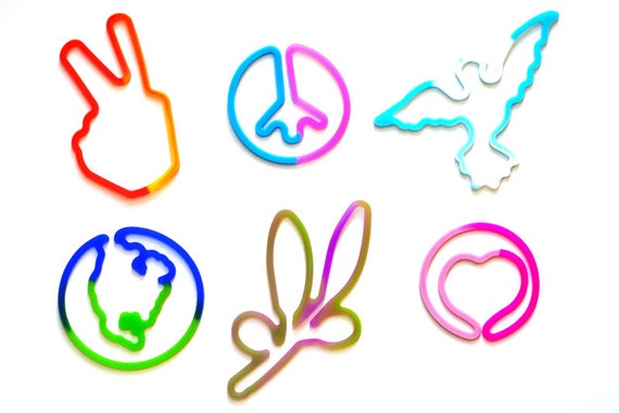 24 Pcs in a Pack Silly Bands Silicone Tie-dye Elastic for Bracelet Earrings  Party Favors Peace Earth Pigeon Olive Branch 