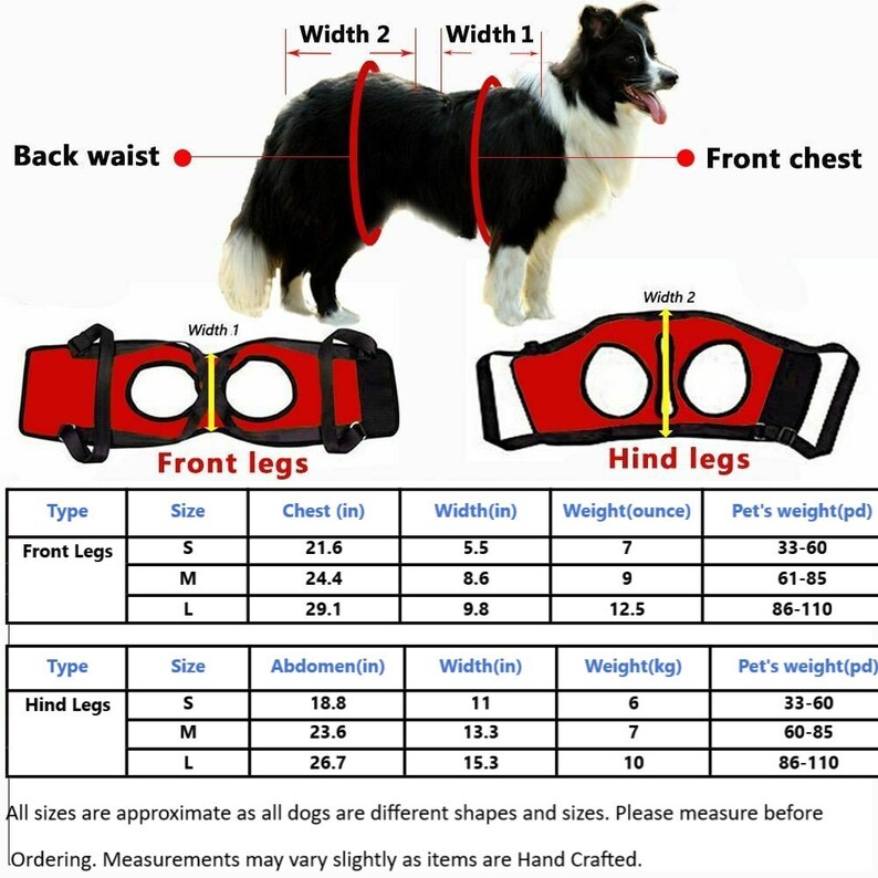 Front and/or Rear Support & Rehabilitation Dog Harness, Read Description for sizes, fast ship image 9