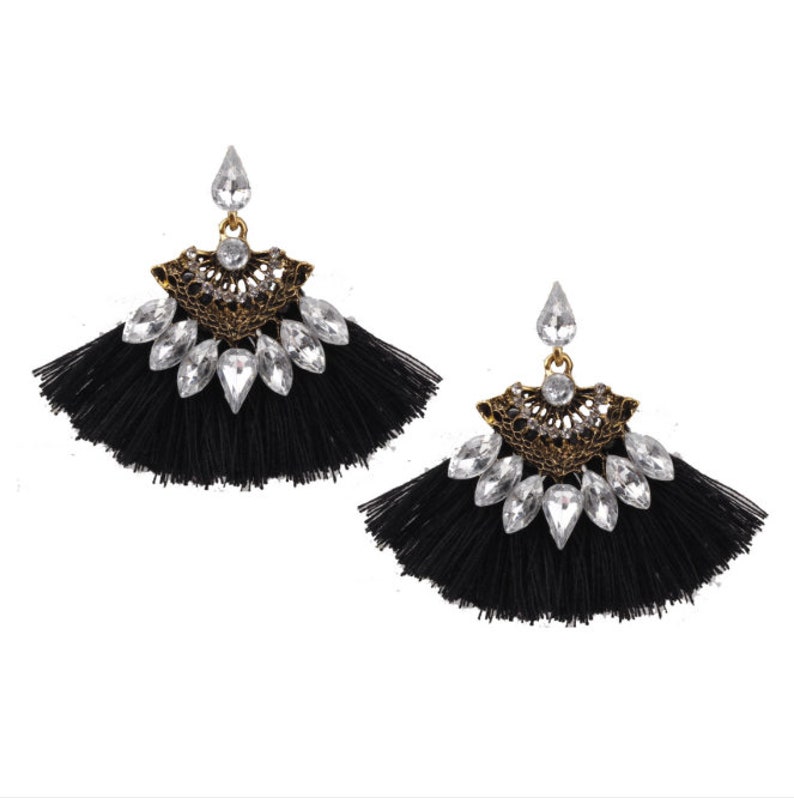 women earring Fringe earrings fashion earring Multi Colored Tassel Earrings with Bronze Earring Wire Long Tassel Gauges Ear Wire Hanging