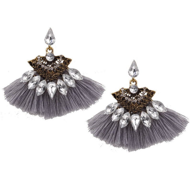 women earring Fringe earrings fashion earring Multi Colored Tassel Earrings with Bronze Earring Wire Long Tassel Gauges Ear Wire Hanging