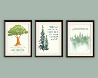 Three Tree Prints with Nature Quotes