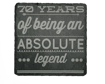70th Birthday Gifts Men Funny Slate Coaster - 70th Birthday Gifts for Women Friend - 70th Birthday Ideas for Men - Novelty and Funny 70th