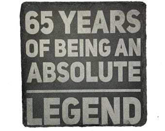 65th Birthday Gifts Men Funny Slate Coaster - 65th Birthday Gifts for Women Friend - 65th Birthday Ideas for Men - Novelty and Funny 65th