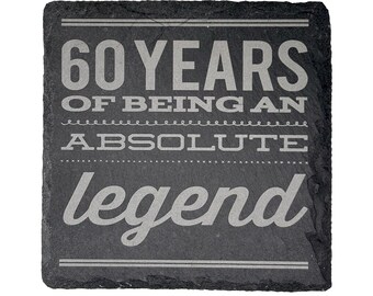 60th Birthday Gifts Men Funny Slate Coaster - 60th Birthday Gifts for Women Friend - 60th Birthday Ideas for Men - Novelty and Funny 60th