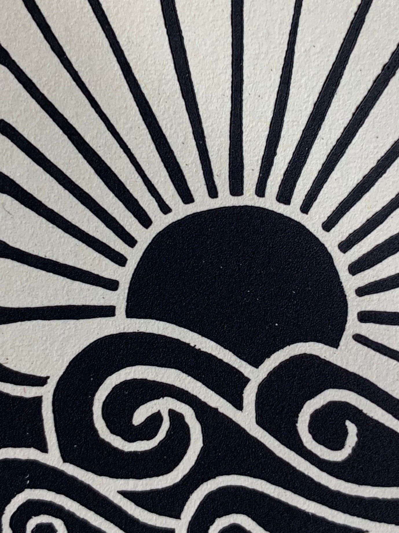 Ocean Sunrise Linocut Block Print 5x7 | Etsy