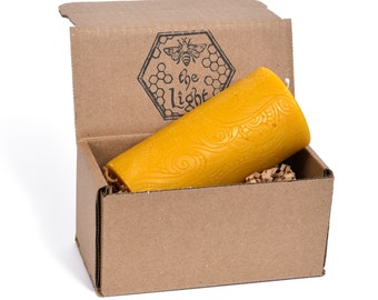 100% Pure Beeswax Pillar Candle (72 Hours Burn Time) - 5.7" x 2.7" All Natural, Handmade, Unscented Candle with Natural Honey Scent