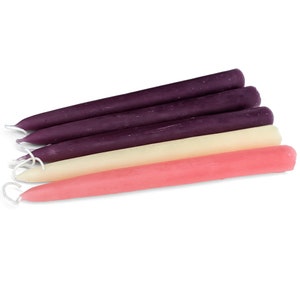 100% Pure Beeswax Advent Taper Candles 50 Hour Burn Time Each Christmas Candles with Delicate Honey Scent 3 Purple, 1 Pink, 1 White image 1