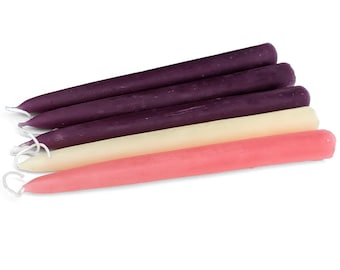 Beeswax Advent Candles, Dipped Style Tapers, 100% Pure Bees Wax, for Christmas, 10 Hours Each, Unscented, Handmade by Bee The Light