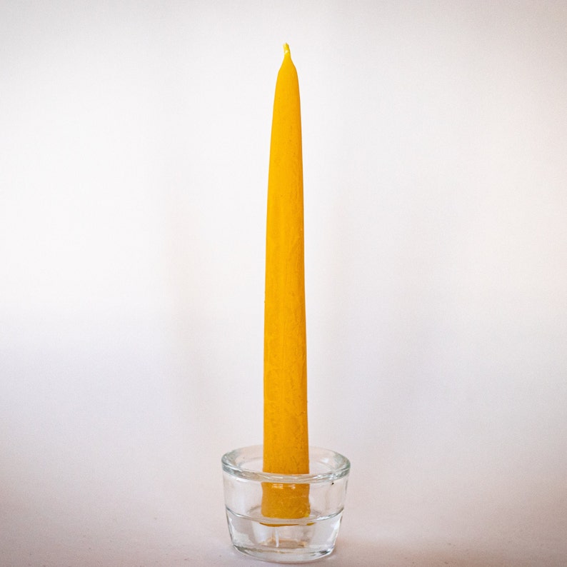 100% Pure Beeswax Taper Candles 12 Hour Burn Time Each Handmade, All Natural, Unscented Honey Candles Dipped Style image 2