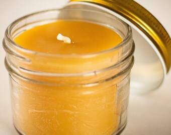 100% Pure Beeswax Jar Candle (20 Hours Burn Time) - All Natural, Handmade, Aromatherapy or Unscented Candles with Delicate Honey Scent